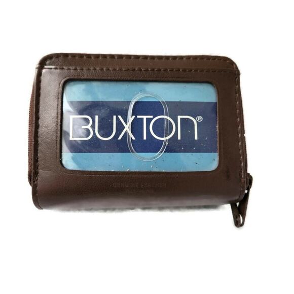 Buxton Brown Genuine Leather Expandable Card Case - Picture 1 of 8